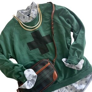 Swiss Cross Dark Green Pullover Sweatshirt